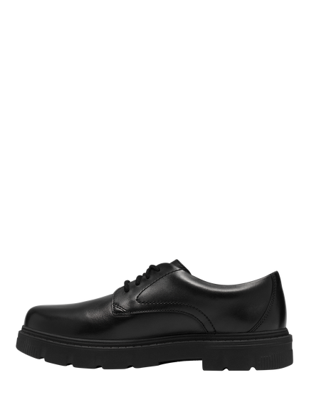 Clarks Kids' Lorcam Walk Y Lace-Up Shoes, Black Leather - view 2, Black Leather