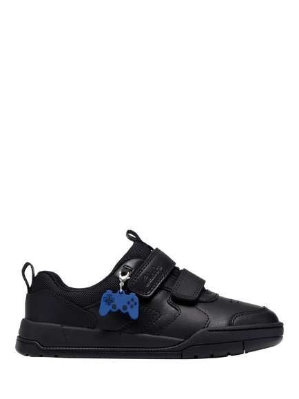Clarks Kids' Laser Play K Charm Shoes, Black Leather, Black Leather