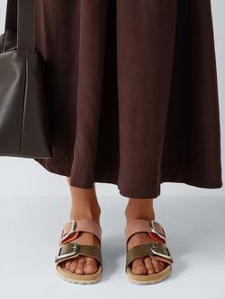 John Lewis Lollies Leather Double Strap Flatform Sandals, Orange - view 2, Orange
