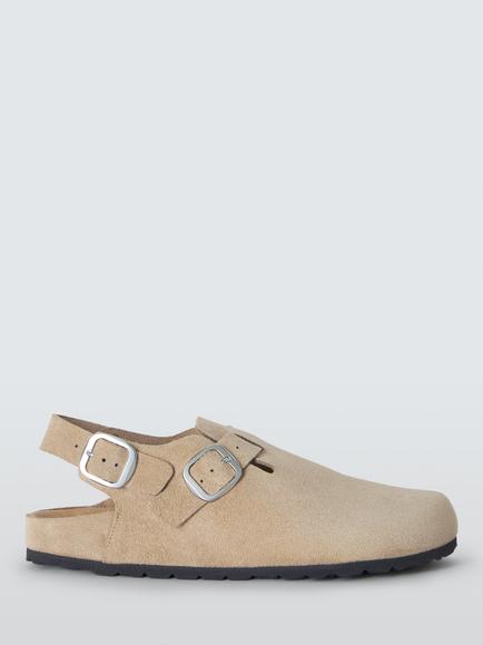 John Lewis Lena Suede Slingback Footbed Mule Sandals, Sand, Sand