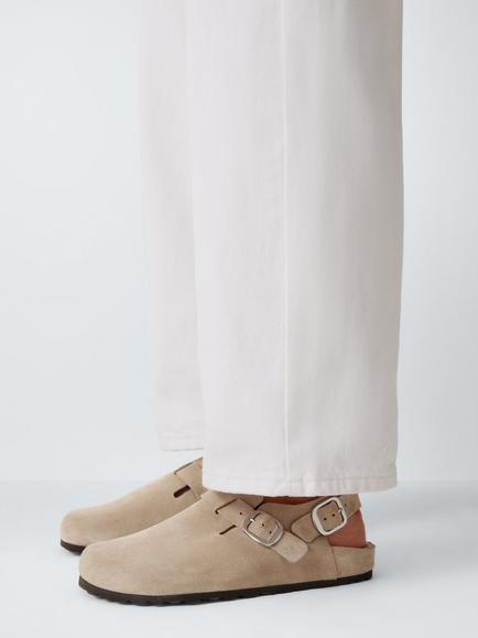John Lewis Lena Suede Slingback Footbed Mule Sandals, Sand - view 2, Sand