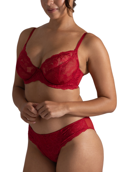 Dorina Perfect Lace Lace Plunge Bra, Red - view 2, Red