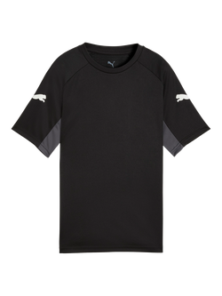 PUMA Kids' Liga Short Sleeve Jersey T-Shirt, Black/White/Gray