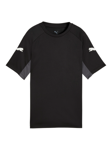 PUMA Kids' Liga Short Sleeve Jersey T-Shirt, Black/White/Gray