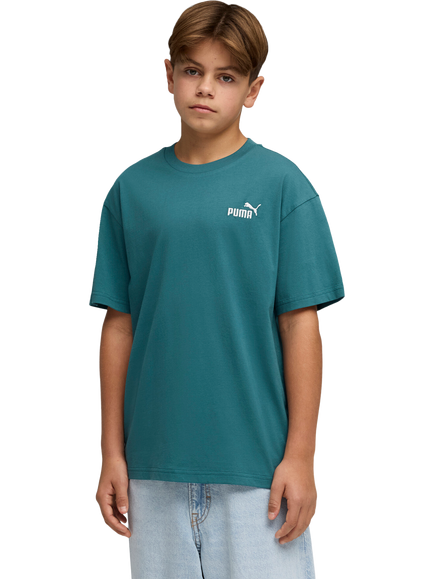 PUMA Kids' Essential No.1 Logo Relaxed Fit T-Shirt, Green Teal