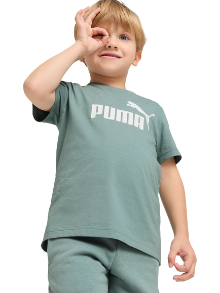 PUMA Kids' Short Sleeve No.1 Logo T-Shirt, Green Mid