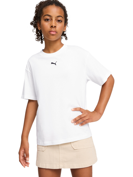 PUMA Kids' Youth Short Sleeve Boxy T-Shirt, White White