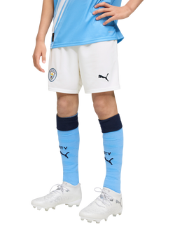 PUMA Kids' City 25/26 Football Shorts, White/Light Blue