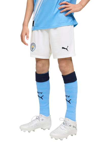 PUMA Kids' City 25/26 Football Shorts, White/Light Blue