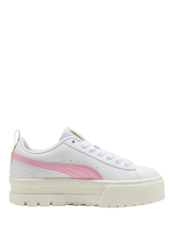 PUMA Kids' Mayze Lace Up Trainers, White/Pink