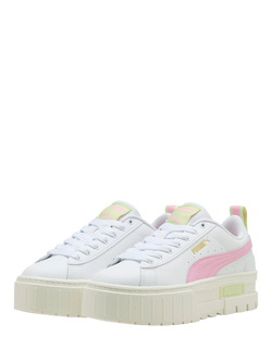 PUMA Kids' Mayze Lace Up Trainers - view 2, White/Pink