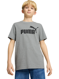 PUMA Kids' Youth Short Sleeve Logo T-Shirt, Grey Mid