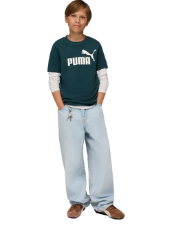 PUMA Kids' Youth Short Sleeve Logo T-Shirt - view 2, Green Mid