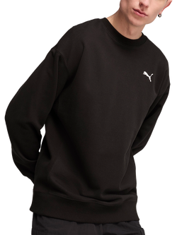 PUMA Wardrobe Crew Neck Cotton Sweatshirt, Puma Black