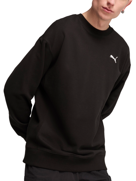 PUMA Wardrobe Crew Neck Cotton Sweatshirt, Puma Black