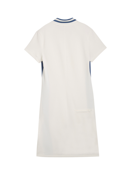 PUMA Pique Short Sleeve Golf Dress, Deep Navy/Warm White - view 2, White/Dark Indigo