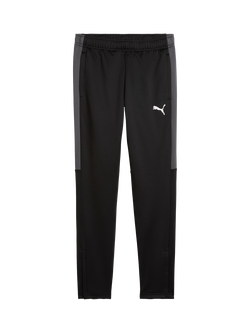 PUMA Kids' Mesh Panel Training Trousers, Black/White/Gray