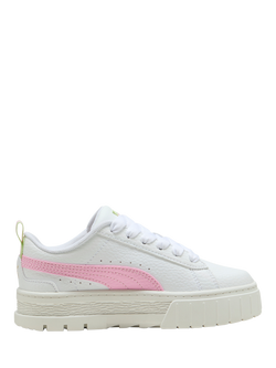 PUMA Kids' Mayze Lace Up Trainers, White/Pink