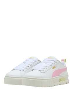 PUMA Kids' Mayze Lace Up Trainers - view 2, White/Pink