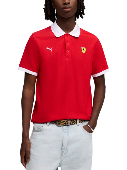 PUMA Scuderia Ferrari Pique Polo Shirt, Rosso Corsa