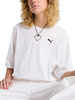 PUMA Wardrobe Essentials Logo Oversized Cropped T-Shirt, White White