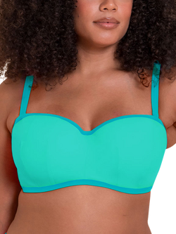 Curvy Kate Minimalist Bandeau Strapless Multiway Bikini Top, Aqua, Aqua