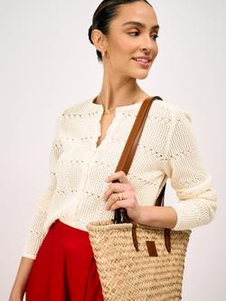 Crew Clothing Lace Knit Cardigan, Ivory, Ivory