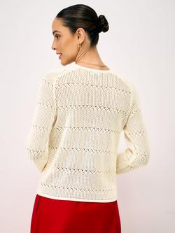 Crew Clothing Lace Knit Cardigan, Ivory - view 2, Ivory