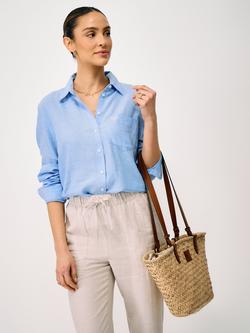 Crew Clothing Relaxed Fit Linen Rich Shirt, Light Blue