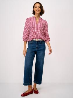 Crew Clothing Freya Gingham Top, Red/White, Red/White