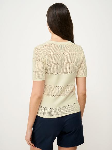 Crew Clothing Lace Knit T-Shirt, Ivory - view 2, Ivory