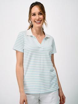 Crew Clothing Stripe Polo Shirt, Blue/White, Blue/White