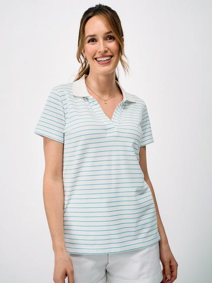 Crew Clothing Stripe Polo Shirt, Blue/White, Blue/White