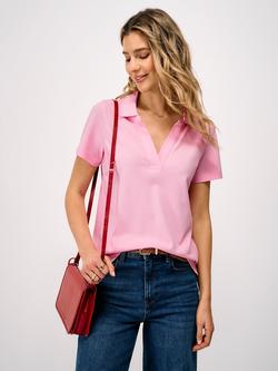 Crew Clothing Open Notch Neck Polo Shirt, Light Pink, Light Pink