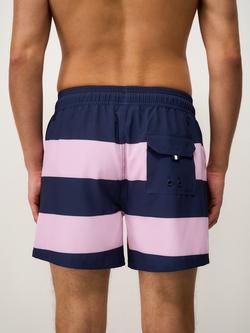 Crew Clothing Heritage Stripe Swim Shorts, Light Pink Multi - view 2, Light Pink Multi
