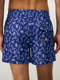 Crew Clothing Lobster Print Swim Shorts, Bright Blue - view 2, Bright Blue