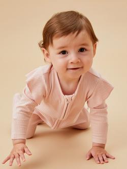 MORI Baby Bamboo Blend Frilled Sleepsuit, Blush - view 2, Blush