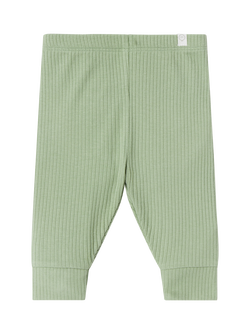 MORI Kids' Cotton Blend Ribbed Leggings, Sage