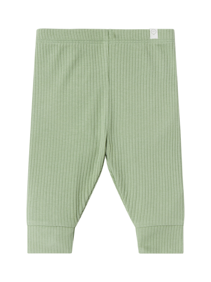 MORI Kids' Cotton Blend Ribbed Leggings, Sage