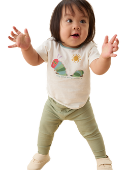 MORI Kids' Cotton Blend Ribbed Leggings - view 2, Sage