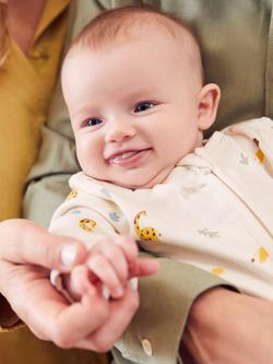 MORI Baby Safari Zip-Up Sleepsuit, Cream/Multi - view 2, Cream/Multi