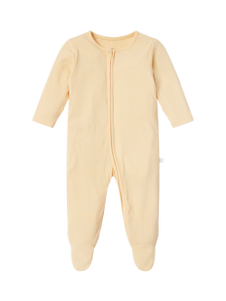 MORI Baby Ribbed Clever Zip Sleepsuit, Yellow