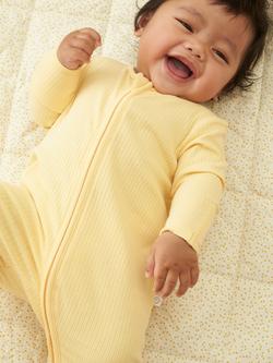 MORI Baby Ribbed Clever Zip Sleepsuit - view 2, Yellow