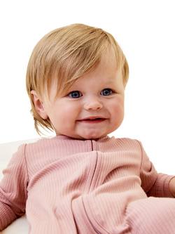 MORI Baby Bamboo Blend Ribbed Clever Zip Sleepsuit - view 2, Rose