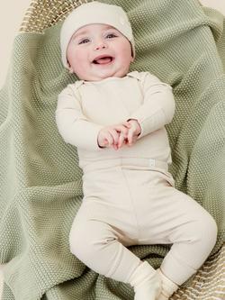 MORI Kids' Cotton Blend Ribbed Leggings - view 2, Ecru