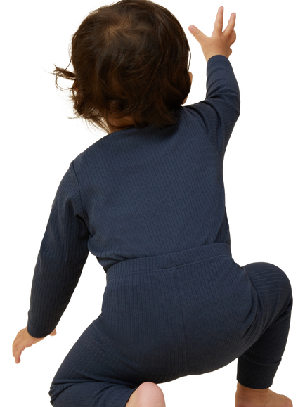 MORI Baby Ribbed Leggings, Navy - view 2, Navy