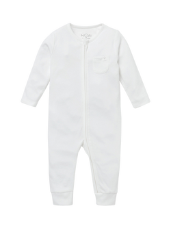 MORI Baby Clever Zip Sleepsuit, White, White
