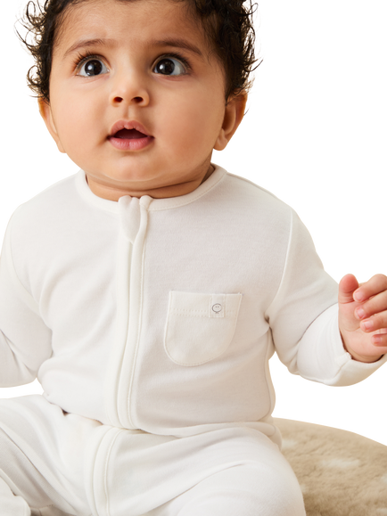 MORI Baby Clever Zip Sleepsuit, White - view 2, White