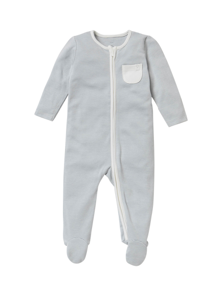 MORI Baby Clever Zip Sleepsuit, Blue, Blue