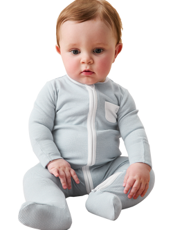 MORI Baby Clever Zip Sleepsuit, Blue - view 2, Blue